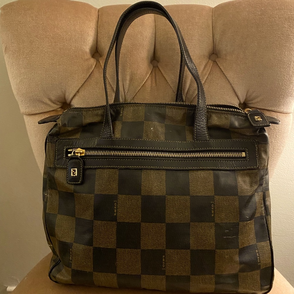 COPY - Authentic FENDI checkered nylon tote